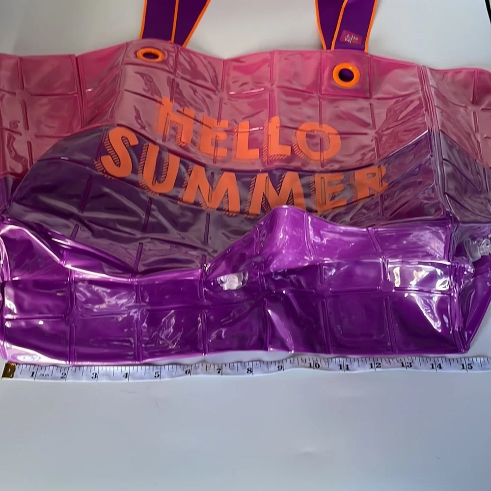 Inflatable Hello Summer Beach Tote Bag - Little Miss Matched Y2K - Pink Purple